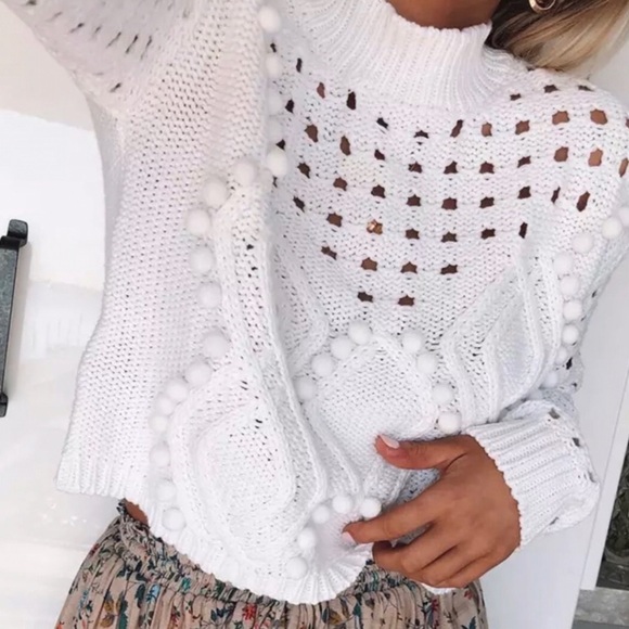 Peek-A-Boo Pompom Sweater - Picture 4 of 10